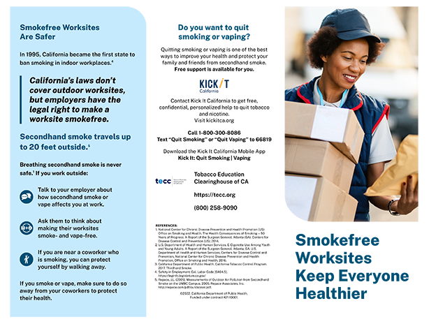 Smokefree Worksites Keep Everyone Healthier Brochure sample